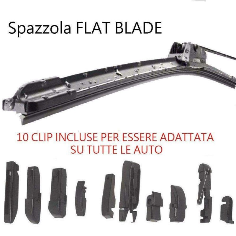 Spazzole tergicristalli auto UNIVERSALI misure selezionabili FLAT anteriori Spazzole tergicristalli auto UNIVERSALI misure selezionabili FLAT anteriori