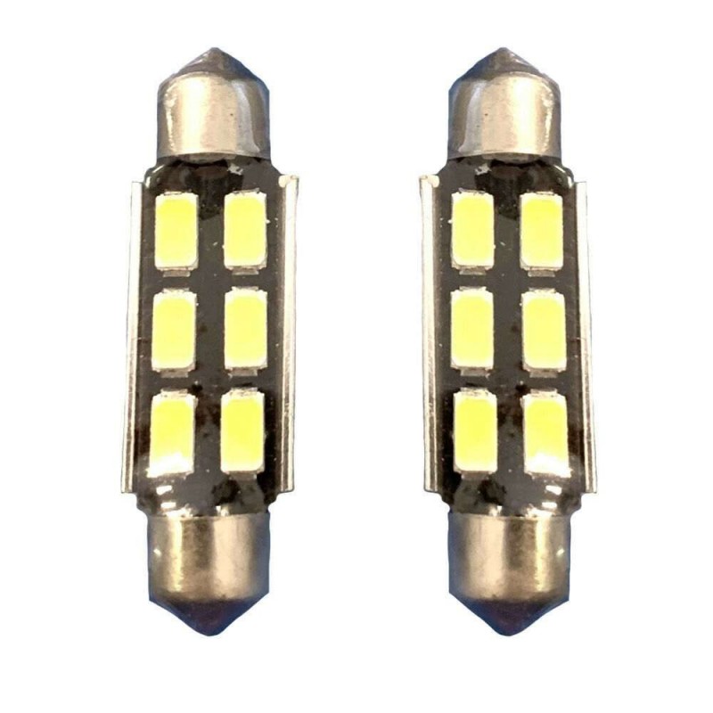 2x Lampadina siluro 36mm 6 LED Canbus auto no errore luci 12V 5036 ricambio SMD