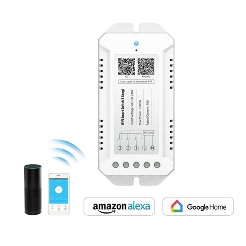 1x Switch WIFI smart controllo remoto 3 gang APP 4G elettrodomestici domotica 1x Switch WIFI smart controllo remoto 3 gang APP 4G elettrodomestici domotica