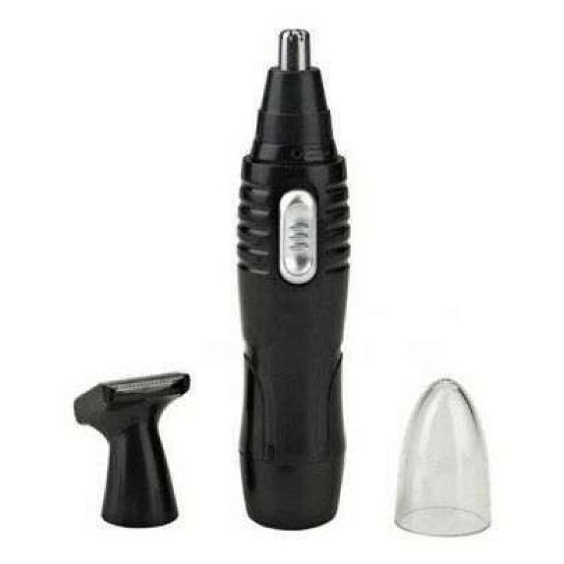 Rasoio 2in1 doppia testina portatile batteria AA peli barba orecchie naso mini