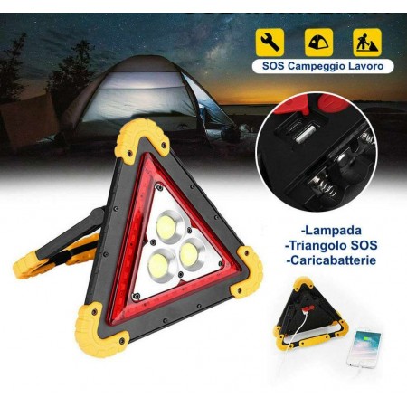 Triangolo luminoso emergenza torcia ricaricabile ABS batteria SOS auto lampada
