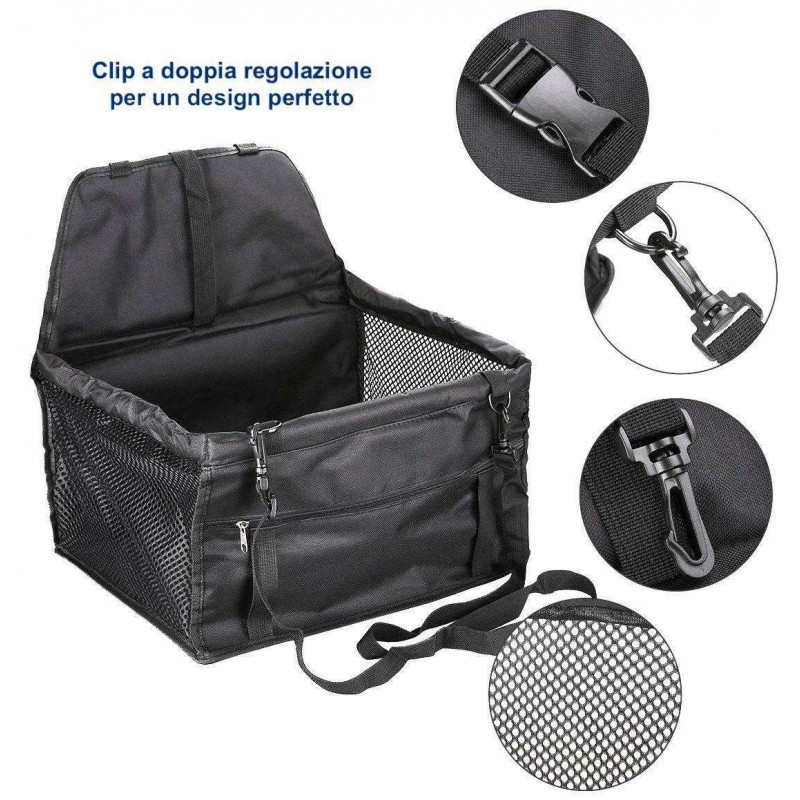 Trasportino auto cane gatto cinghie sicurezza trasporto animali impermeabile