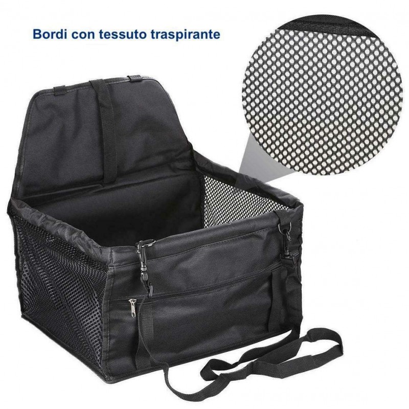 Trasportino auto cane gatto cinghie sicurezza trasporto animali impermeabile