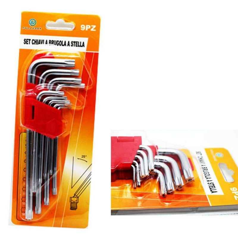Set 9pz chiavi brugole punta sfera lavoro varie dimensioni bricolage inclinato 