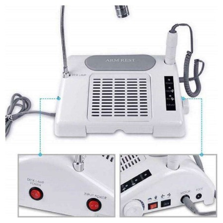 Kit 3in1 fresa aspiratore lampada Led 6000K ricostruzione unghie 35000rpm lavoro