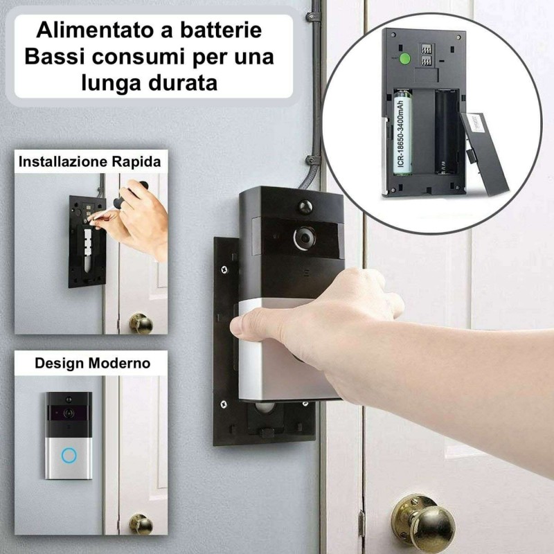 Videocitofono wireless casa senza fili 270p visione notturna citofono home
