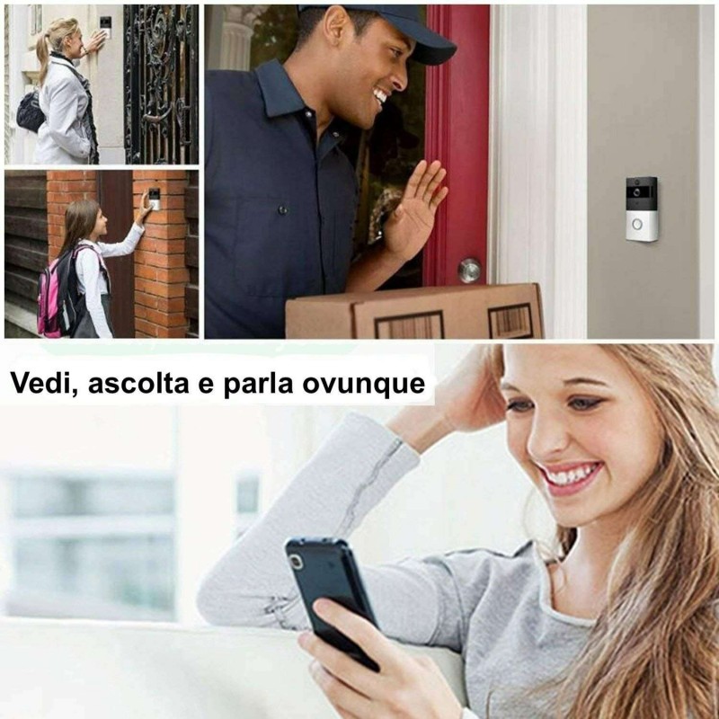 Videocitofono wireless casa senza fili 270p visione notturna citofono home