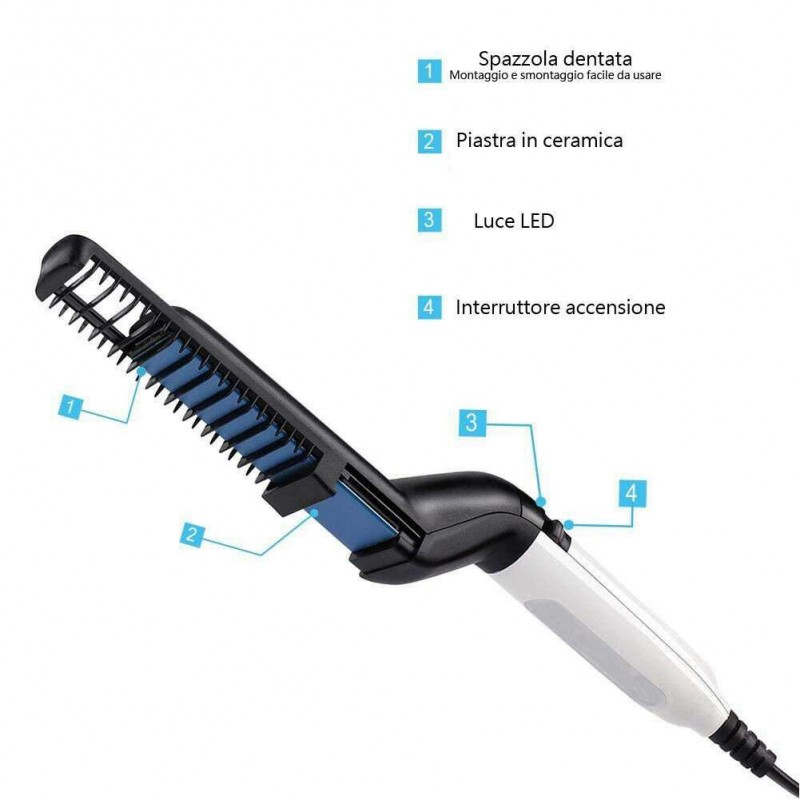 Piastra Uomo multifunzione pettine barba capelli styling lisciante
