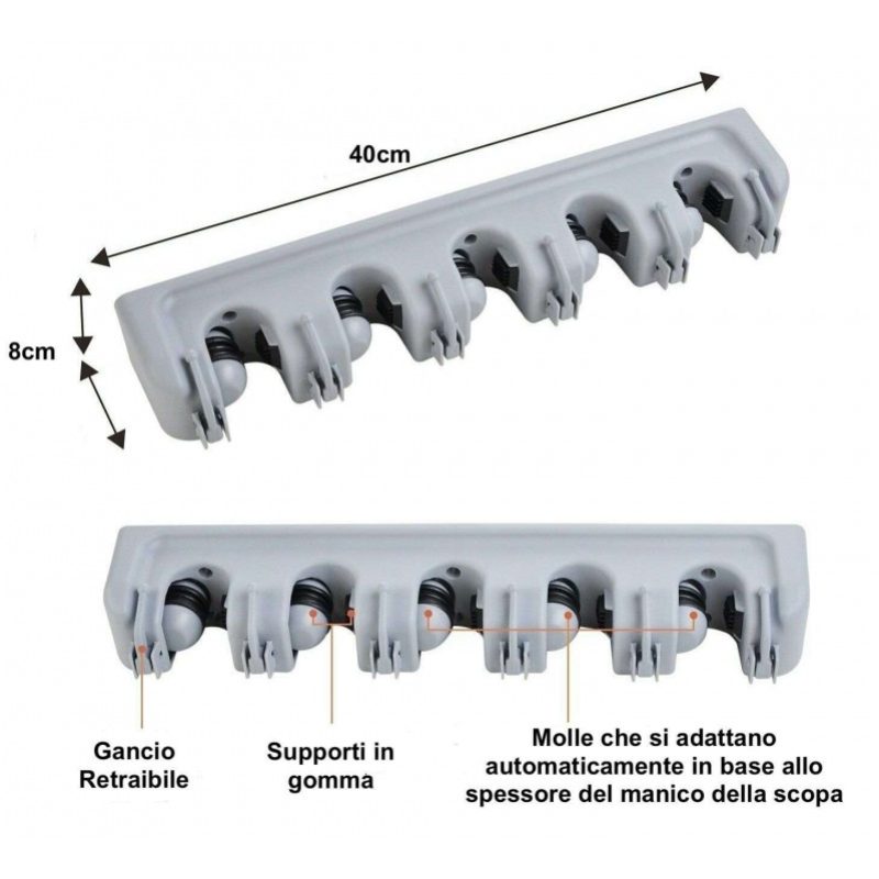 Porta scope da muro salva spazio supporto 3 posti cucina casa pulizia