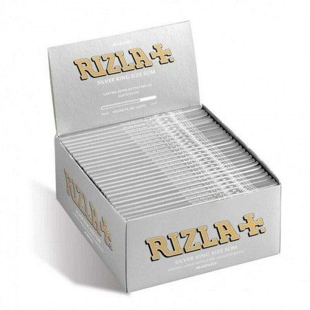Box RIZLA Silver 25 libretti doppi 2500 cartine corte combustione ultra lenta