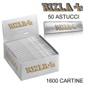 Box RIZLA Silver 25 libretti doppi 2500 cartine corte combustione ultra lenta