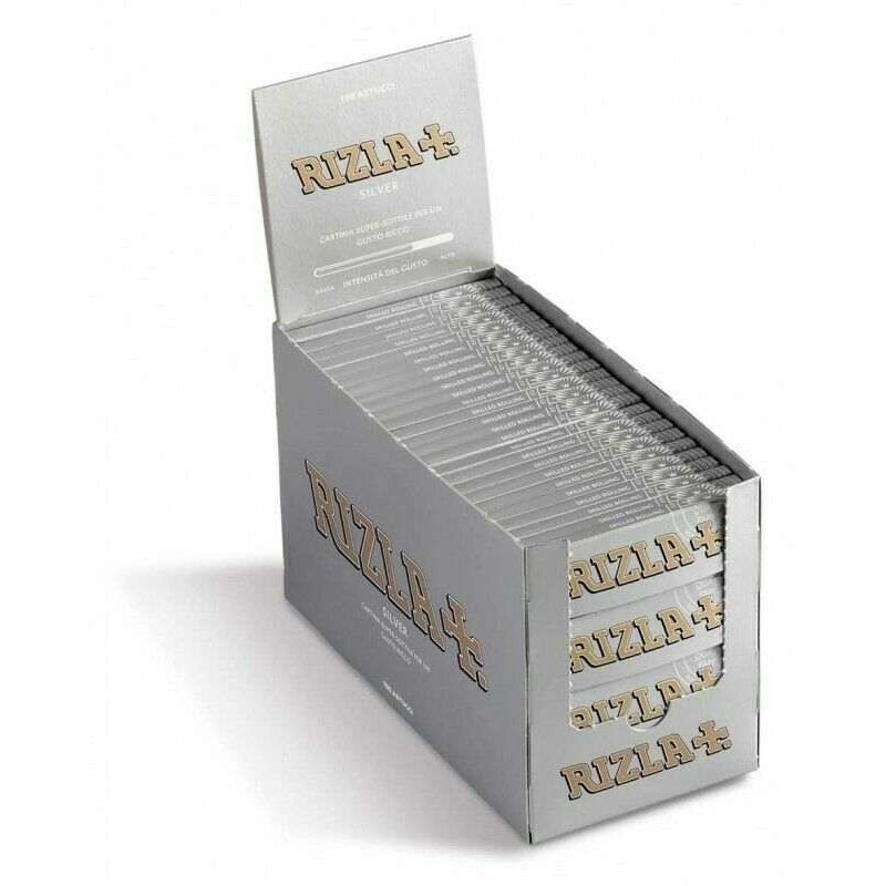 Box RIZLA Silver 50 libretti singoli 1600 cartine lunghe combustione ultra lenta