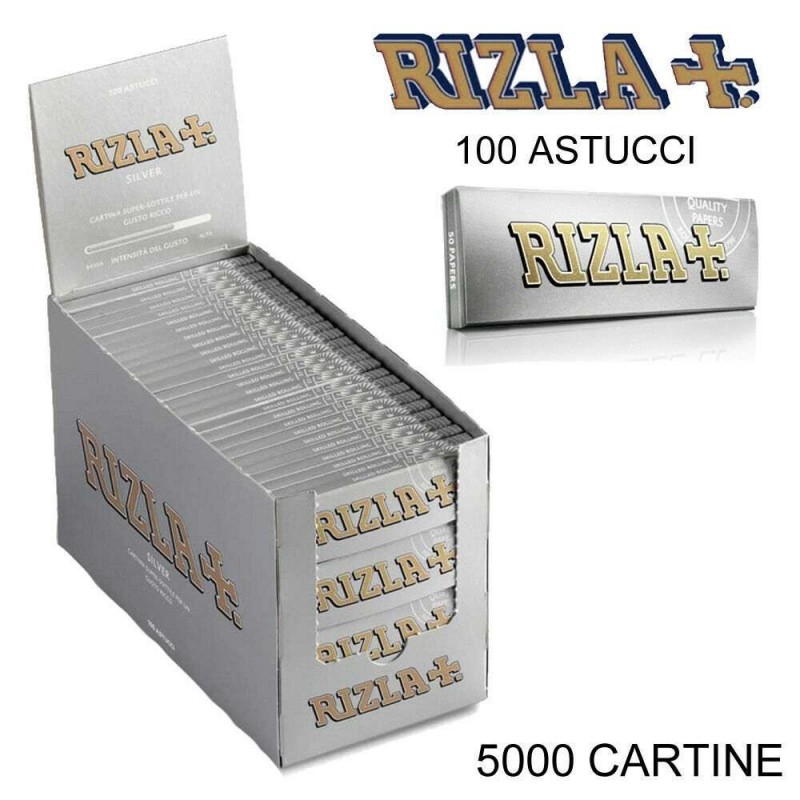 Rizla+® Box RIZLA Silver 100 libretti singoli 5000 cartine corte co