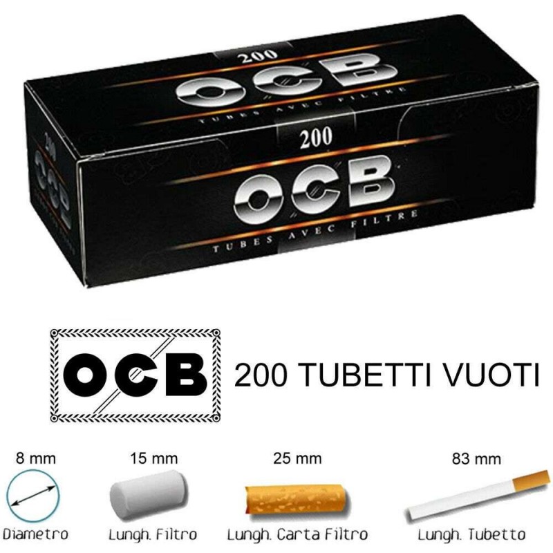 OCB® Pacco OCB Tubetti vuoti da 83mm tabacco 200 sigaretta vuota co