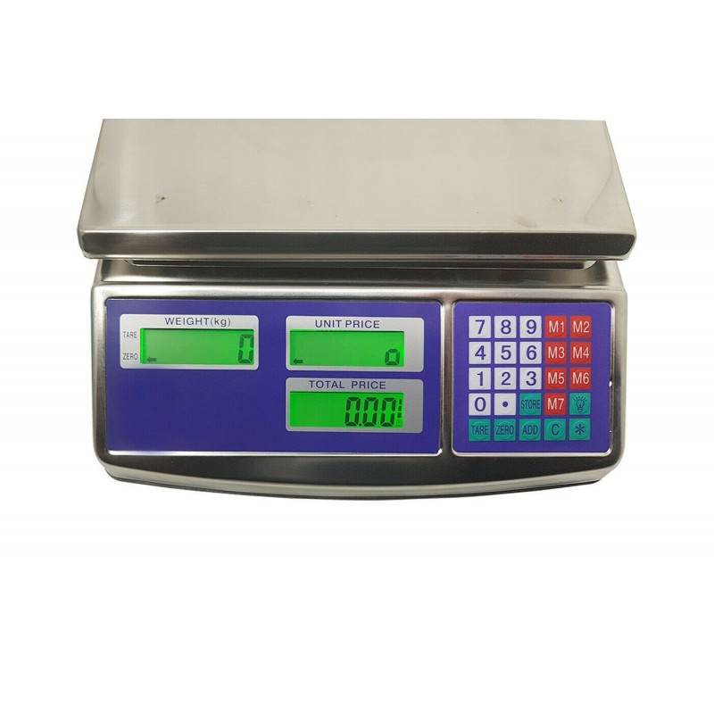 Bilancia digitale professionale max 30kg piatto acciaio pesa alimen...
