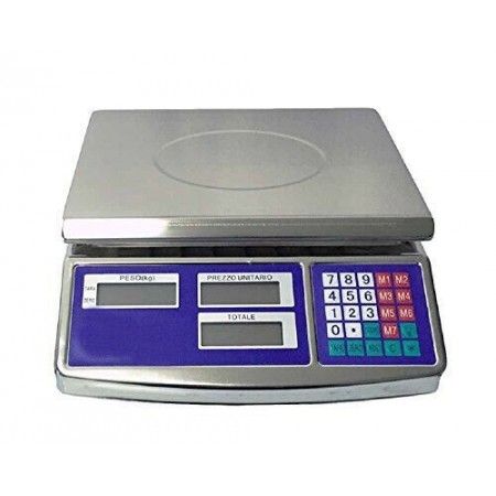 Bilancia digitale professionale max 30kg piatto acciaio pesa alimenti da banco