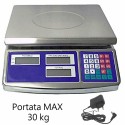 Bilancia digitale professionale max 30kg piatto acciaio pesa alimenti da banco
