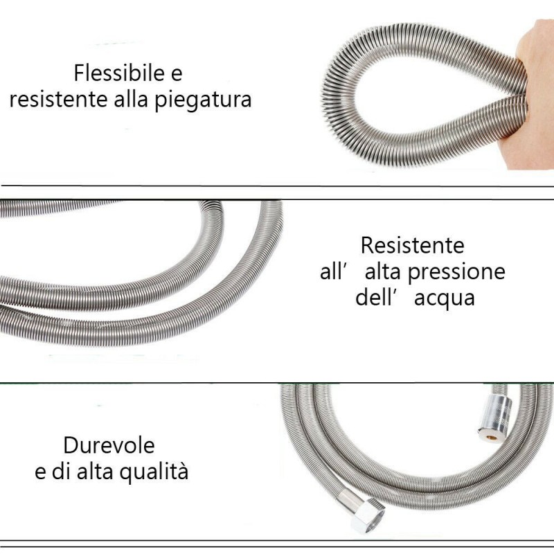DRIWEI Tubo flessibile soffione doccia max 220cm bagno attacco univ...