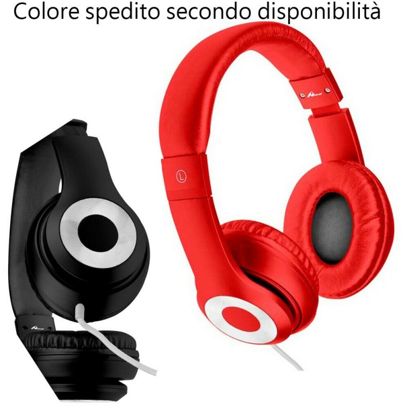CUFFIE CON MICROFONO STEREO PER PC/NOTEBOOK 2x Jack 3.5mm CON ADATTATORE  PER TABLET/SMARTPHONE