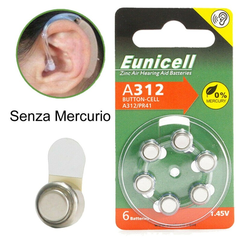 60 Batterie monouso PR41 SENZA MERCURIO batteria apparecchio acusti...