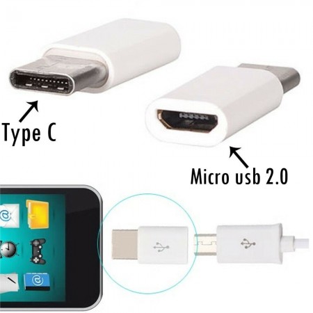Adattatore da micro usb 2.0 a type C TIPO C 3.1 compatibile smartphone huawei P10 P20