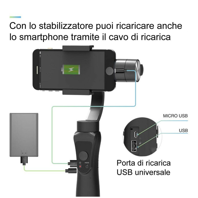 DOBO Stabilizzatore smartphone immagini foto video movimenti impugn...