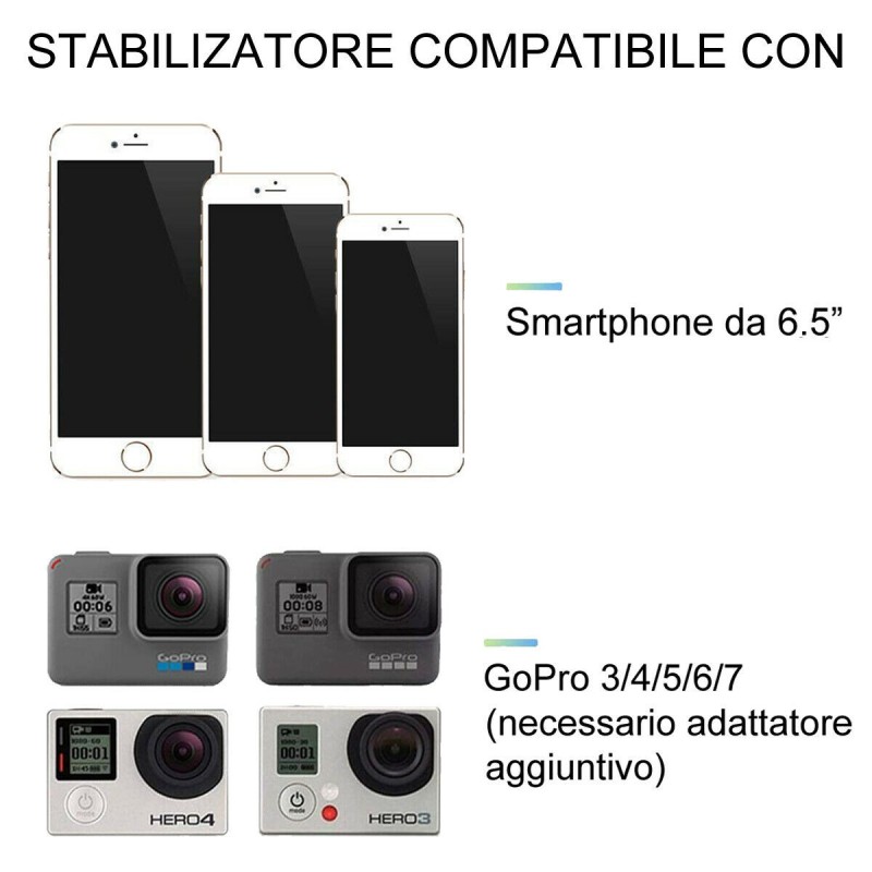 DOBO Stabilizzatore smartphone immagini foto video movimenti impugn...