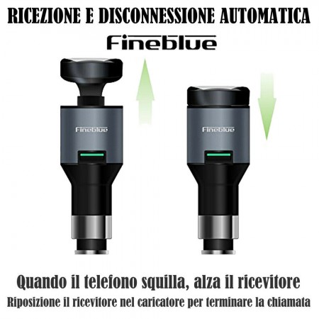 Auricolare bluetooth vivavoce Fineblue auto caricabatterie F-458 orecchio guida sicurezza stradale