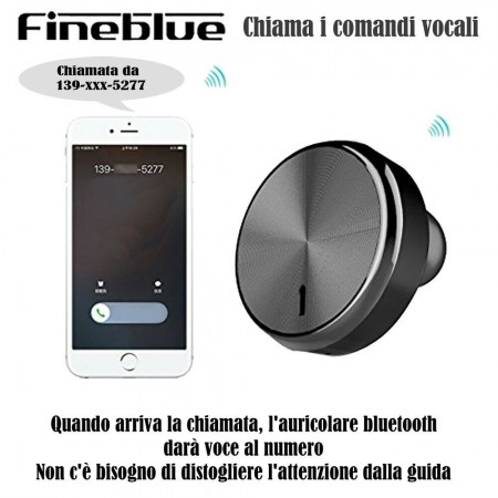 Auricolare bluetooth vivavoce Fineblue auto caricabatterie F-458 orecchio guida sicurezza stradale