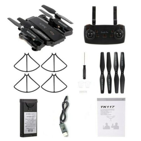 Drone radiocomandato 4 eliche telecamera video foto HD WIFI led app TK117-1