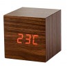 Sveglia cubo colore legno naturale con visualizzazione orario temperatura esterna e funzione sveglia Wood Alarm Clock