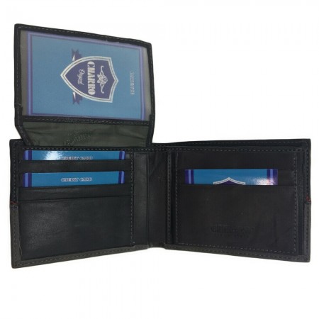 Portafoglio uomo NERO grigio con cuciture a vista carte credito CHARRO banconote antifurto 851288 tessere