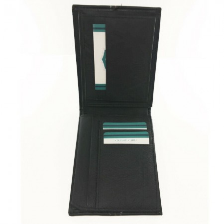 Portafoglio uomo NERO carte credito CHARRO con cuciture a vista banconote antifurto 874288 tessere