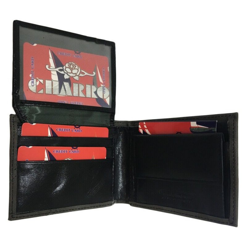 CHARRO Portafoglio uomo NERO carte credito CHARRO banconote antifur...