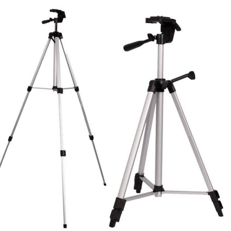 Cavalletto Treppiede fotocamera videocamera alluminino TRIPOD con custodia e livella - 134,5 CM