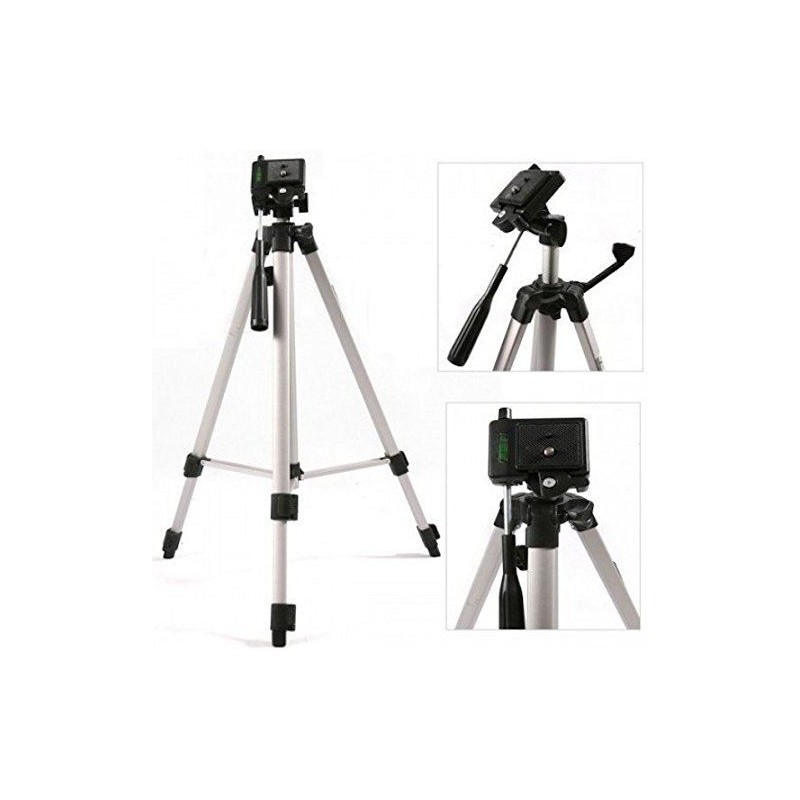 Cavalletto Treppiede fotocamera videocamera alluminino TRIPOD con custodia e livella - 134,5 CM