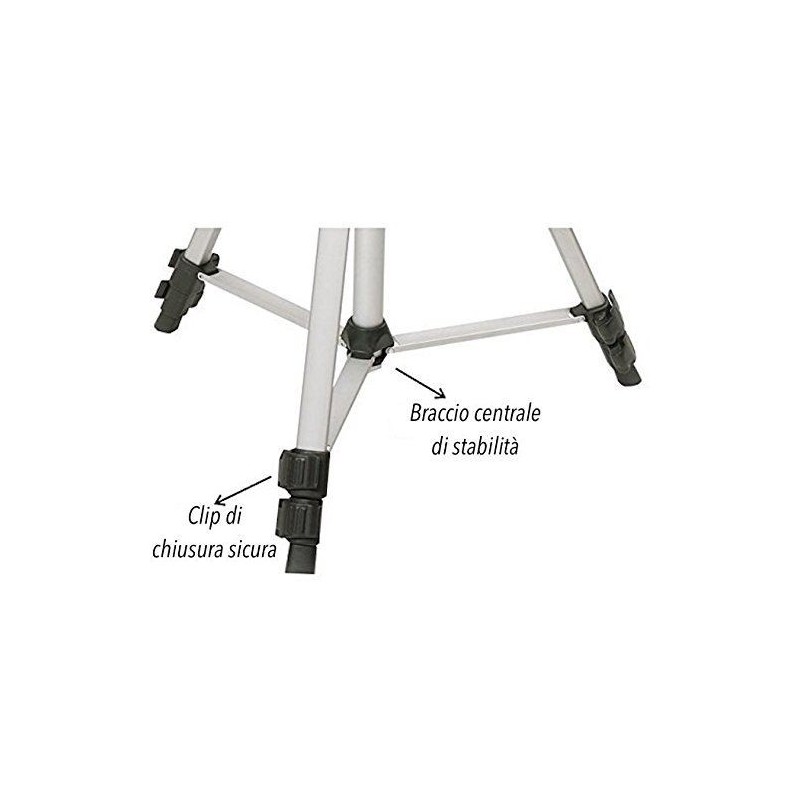 Cavalletto Treppiede fotocamera videocamera alluminino TRIPOD con custodia e livella - 134,5 CM