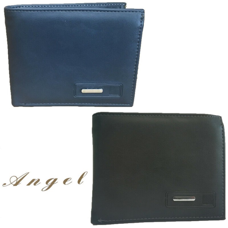 Portafoglio uomo NERO BLU carte Angel banconote 81002 tessere documenti sottile