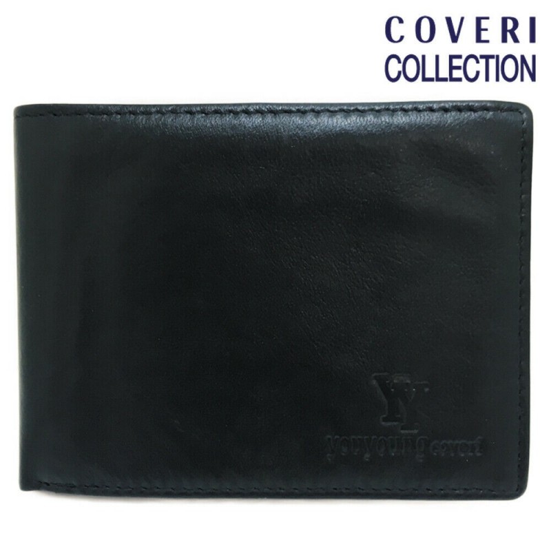 Portafoglio uomo NERO carte monete COVERI banconote documenti 8866 vera pelle