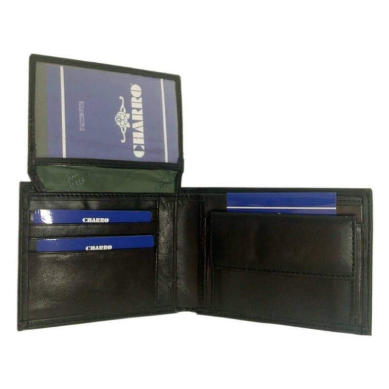 CHARRO Portafoglio NERO carte di credito portamonete banconote docu...