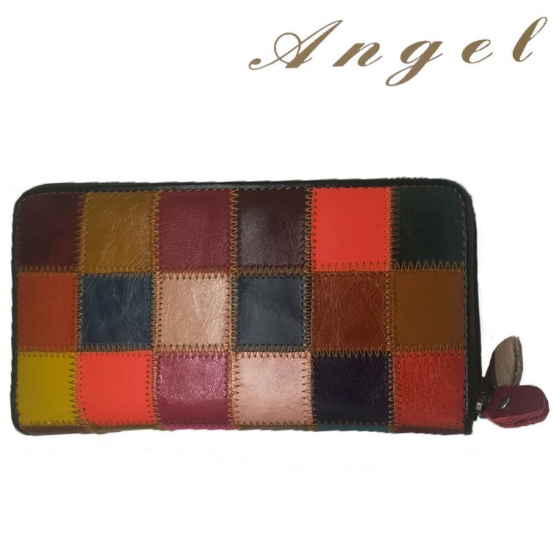 Portafoglio DONNA 8078 fantasia a QUADRI multicolore tessere carte monete ANGEL