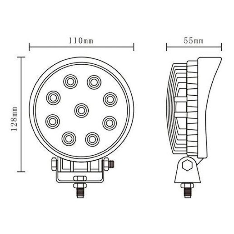 Faro di profondità da lavoro LED proiettore luce anabbagliante capote faretto offroad Truck Jeep Auto Barca Suv (27W Rotondo)