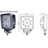 Faro di profondità da lavoro LED proiettore luce anabbagliante capote faretto offroad Truck Jeep Auto Barca Suv (27W Quadrato)