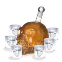 Skull Head bottiglia teschio con 6 bicchieri in vetro disegno moderno per liquore birra e vino - ottima idea regalo