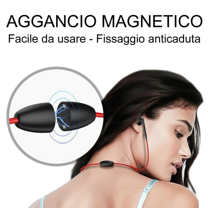Generico Cuffiette auricolari bluetooth wireless BT MIC cuffie spor...