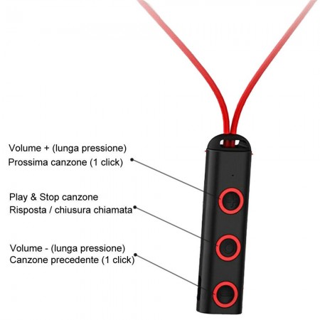 Cuffiette auricolari bluetooth wireless BT MIC cuffie sport XT-13 MP3 corsa