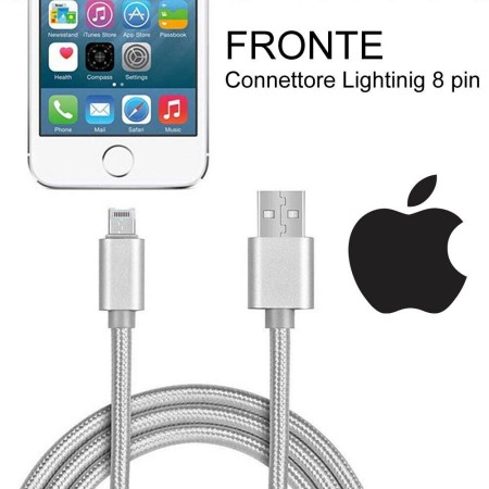 Cavo dati caricabatteria 2in1 Lighting 8 pin Micro USB connettori 1Mt smartphone