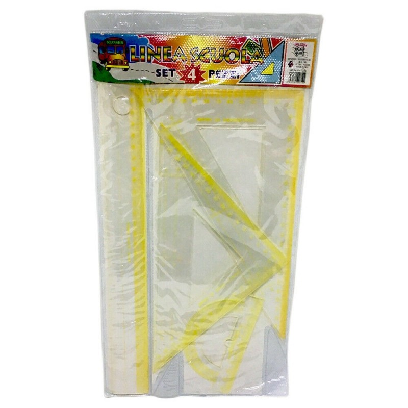 Set scuola GIALLO righello 300mm squadre goniometro misurazione 45 30 60 gradi
