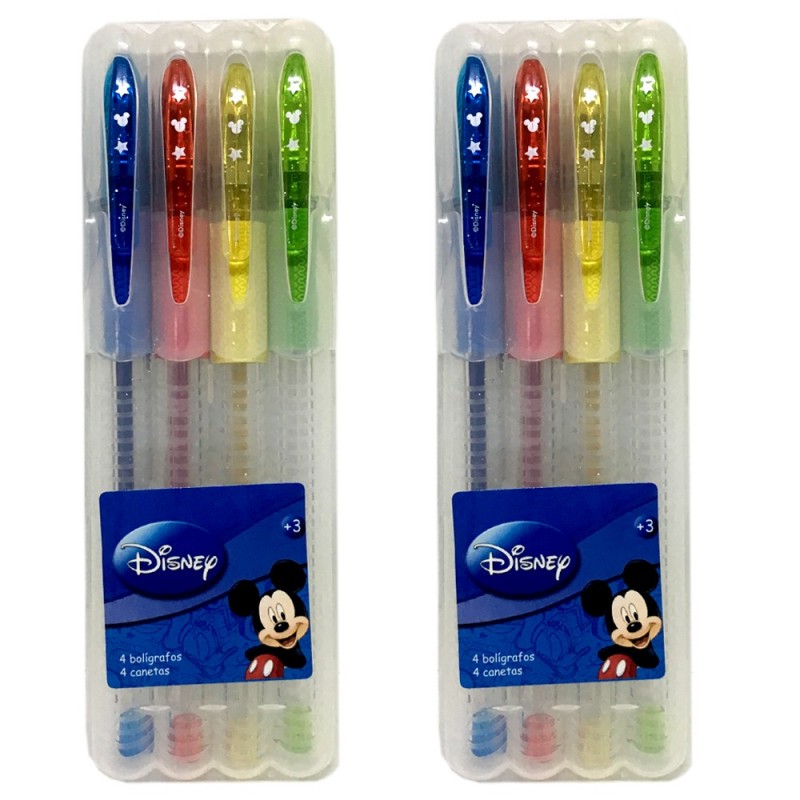 2x Set pennarelli Glitter Disney Topolino scuola bambini 8pz penne Mickey mouse