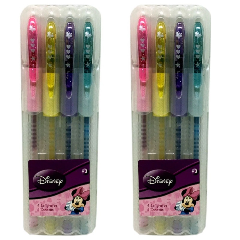 2x Set pennarelli Glitter Disney Minnie scuola bambini 8pz penne disegnare brill